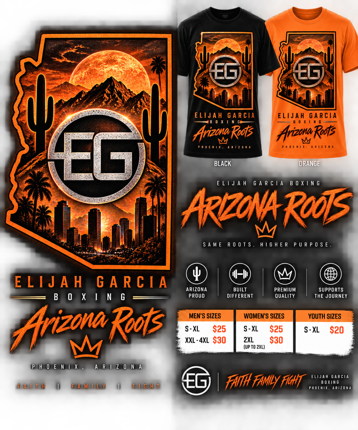 Arizona Roots Elijah Garcia shirt in black and orange