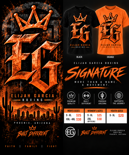 Signature Elijah Garcia shirt in black and orange