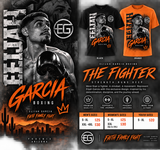 The Fighter Elijah Garcia shirt in black and orange